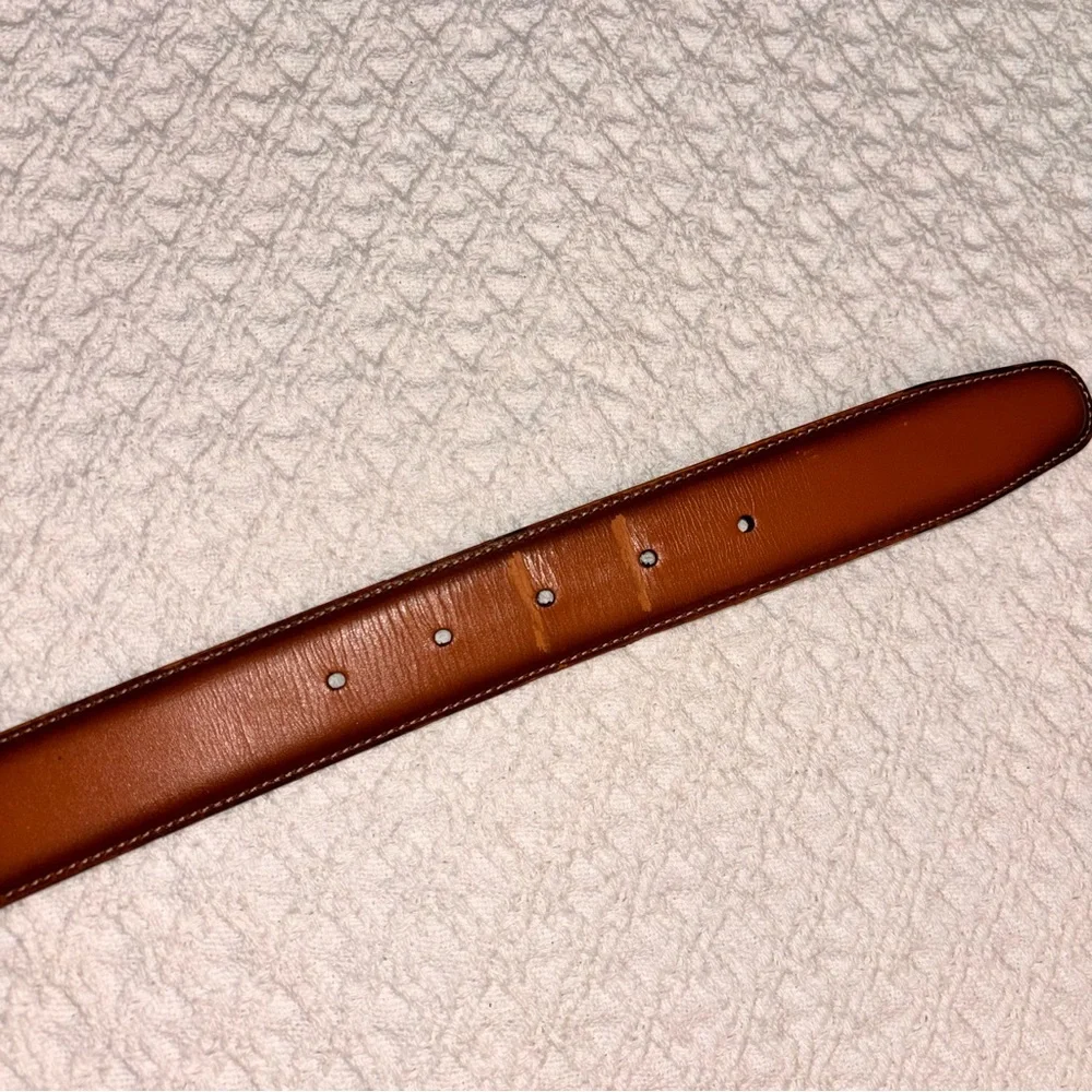 Cremieux Men’s 44 Brown genuine leather cowhide belt silver buckle professional